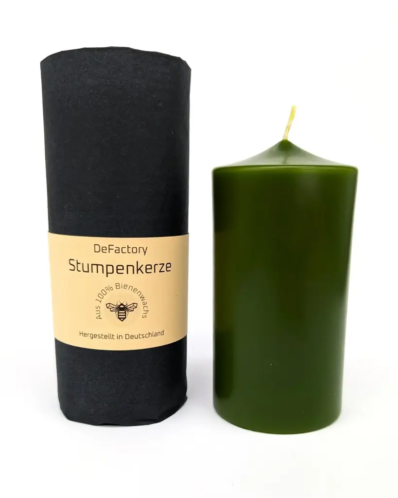 Stumpenkerze 100% Bienenwachs gefärbt 120mmx55mm grün (1)