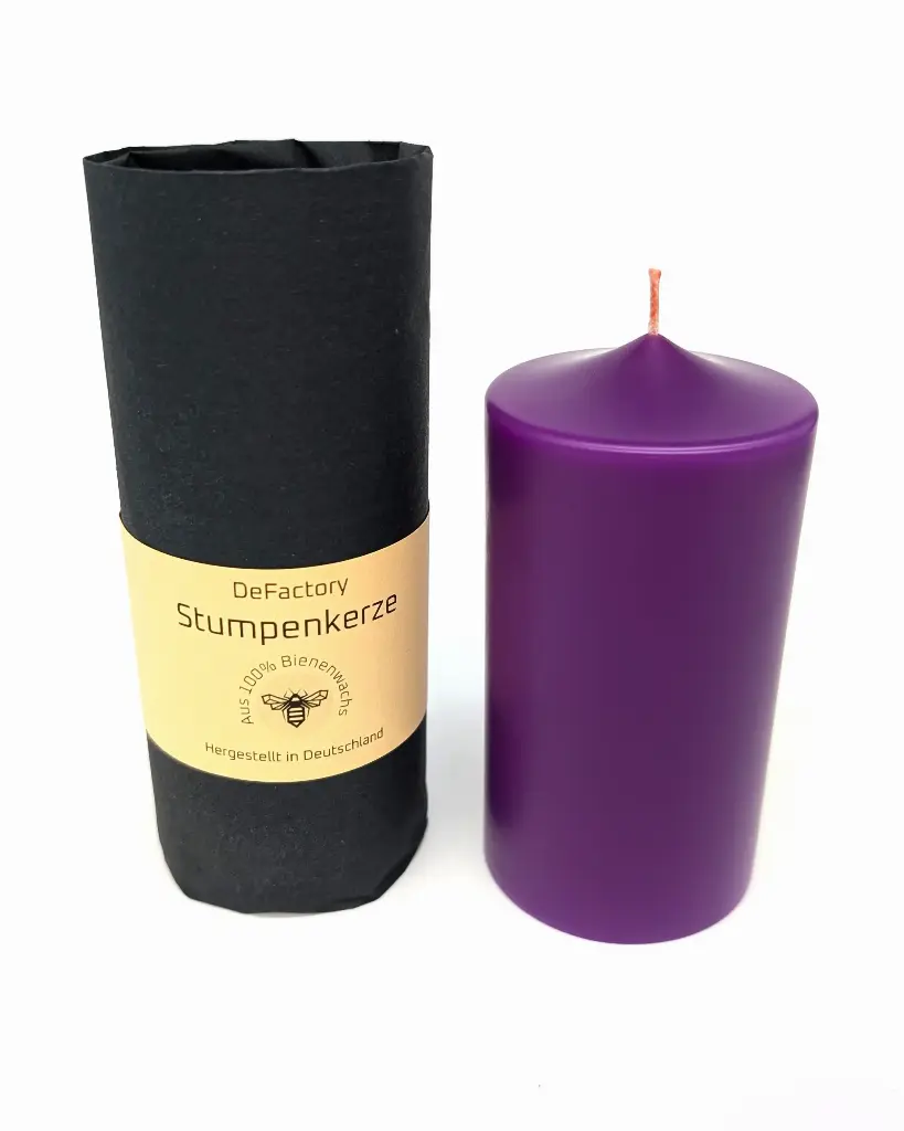 Stumpenkerze 100% Bienenwachs gefärbt 120mmx55mm lila (1)