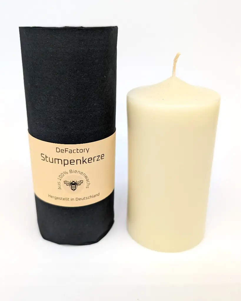 Stumpenkerze 100% Bienenwachs gefärbt 120mmx55mm weiß (1)