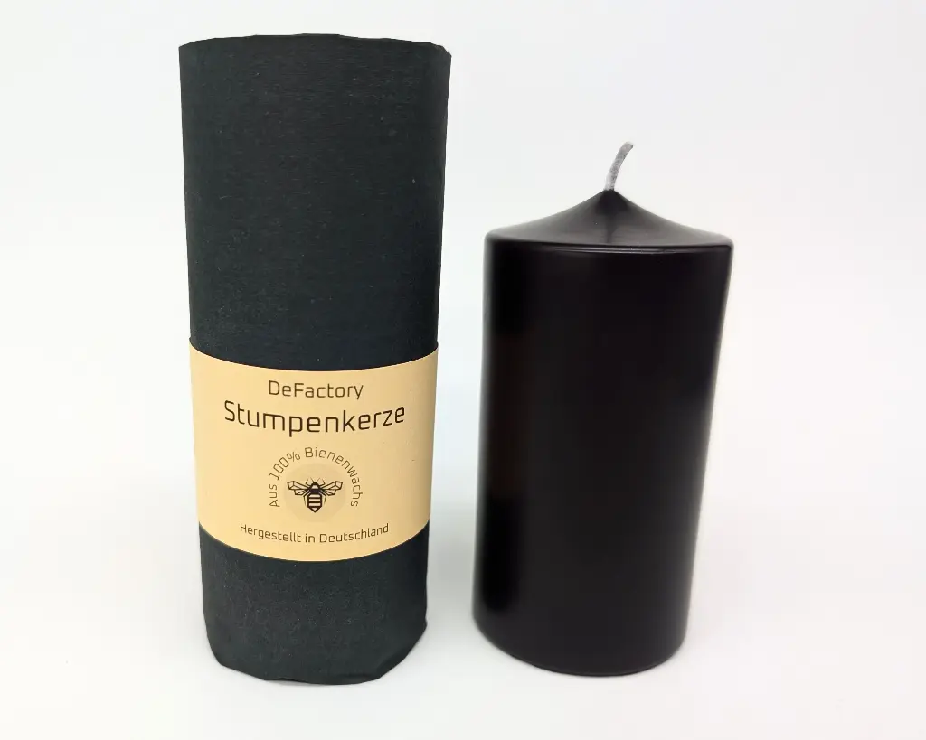 Stumpenkerze 100% Bienenwachs gefärbt 120mmx55mm schwarz (1)