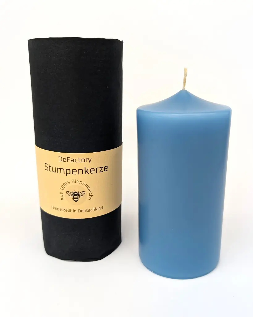Stumpenkerze 100% Bienenwachs gefärbt 120mmx55mm hellblau (1)