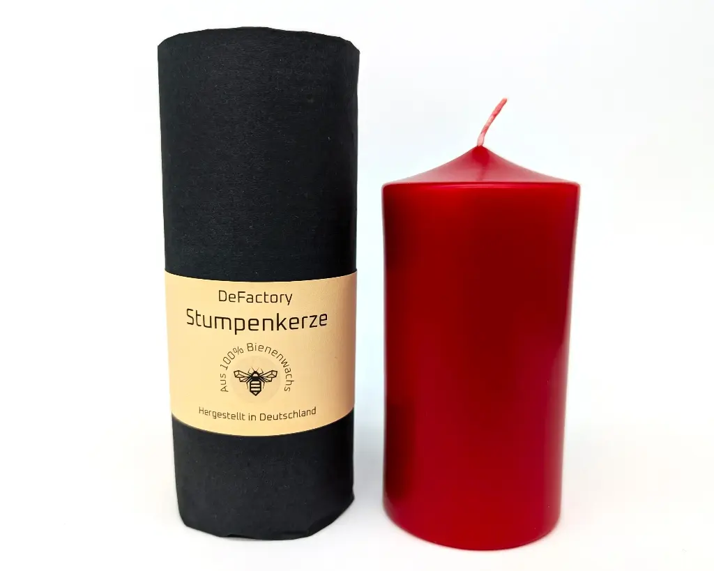 Stumpenkerze 100% Bienenwachs gefärbt 120mmx55mm rot (1)
